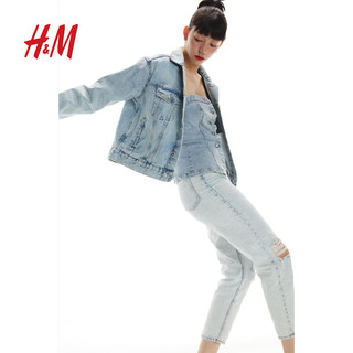 H&M女装2024春季CleanFit简约质感高腰及踝通勤牛仔裤1173609 淡牛仔蓝 160/68A