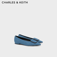 CHARLES&KEITH24春季时尚尖头气质通勤平底单鞋SL1-71790026 Blue蓝色 39