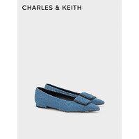 CHARLES&KEITH24春季时尚尖头气质通勤平底单鞋SL1-71790026 Blue蓝色 36