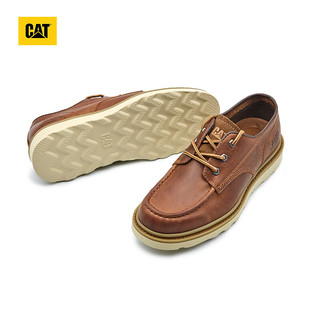 CAT卡特休闲鞋皮鞋24经典款鞋子男士牛皮复古单鞋QUARK 棕色 45