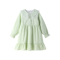 铅笔俱乐部童装2024春装女童连衣裙儿童格子裙女孩小清新裙子 粉绿 110cm