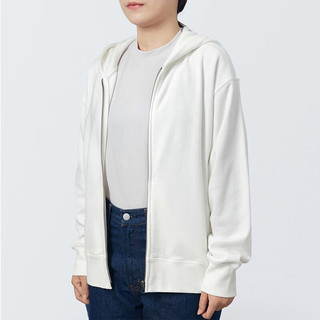 无印良品 MUJI 女式 毛圈 拉链连帽衫 女长袖外套春季款早春 BBQ91C4S 白色 M 160/84A