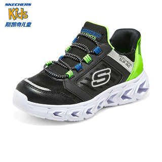 斯凯奇（Skechers）儿童闪穿鞋季男童运动鞋闪灯鞋女童休闲鞋403843L 黑色/柠檬色/BKLM 31码