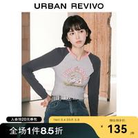 UR【迪士尼奇奇蒂蒂（花栗鼠）】2024春季女装T恤UWL440038 花灰 L