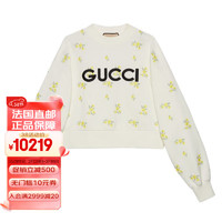 古驰（GUCCI）女士米色棉质小黄花刺绣带标志休闲卫衣 米色 M