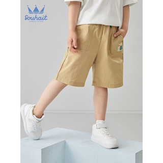 水孩儿（SOUHAIT）童装男童五分裤夏季薄款儿童裤子 暖卡其 160
