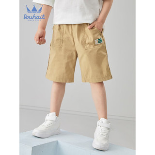 水孩儿（SOUHAIT）童装男童五分裤夏季薄款儿童裤子 暖卡其 160