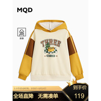 马骑顿 MQD童装男大童24春学院风美式复古卡通运动休闲连帽卫衣 米白 140cm