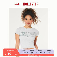 HOLLISTER24春夏美式辣妹修身运动风短款短袖T恤 女 355811-1 浅麻灰色 S (165/88A)