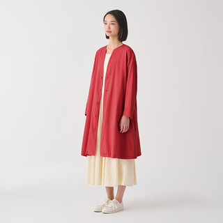 无印良品（MUJI）IDEE 女式 平纹 无领夹克衫 外套 早春 GAD02C4S 深红色 M (155/80A)