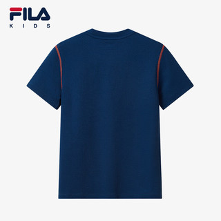 FILA斐乐儿童童装2024夏季中大童男童短袖T恤 塔霍蓝-DB 130