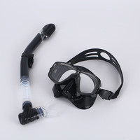 皓思派成人潜水镜浮潜面罩装备防呛水全干式呼吸管自由游泳训练眼镜套装 黑色