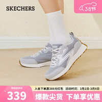 斯凯奇（Skechers）2024年春季女款跑步鞋立体皮革透气橡胶底轻便舒适177165 灰色/GRY 36.5