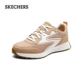 斯凯奇（Skechers）2024年春季女款跑步鞋立体皮革透气橡胶底轻便舒适177165 棕褐色/TAN 36