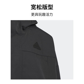 adidas休闲运动连帽夹克外套男大童阿迪达斯轻运动JE8642 黑色 176CM