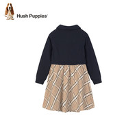 暇步士（Hush Puppies）童装儿童女童经典款春秋季翻领长袖POLO裙优雅淑女甜美俏皮 藏蓝 160cm(偏大一码)