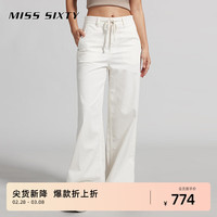MISS SIXTY2024春季牛仔裤女白色抽绳松紧腰阔腿裤高街风休闲 奶白 XL