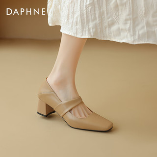 达芙妮（DAPHNE）浅口玛丽珍鞋2024年春季单鞋一字式扣带鞋子女 杏色 38