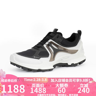 ECCO爱步BIOM C-Trail M运动跑步鞋GTX防水休闲鞋男健步C803114 黑色+白色 42