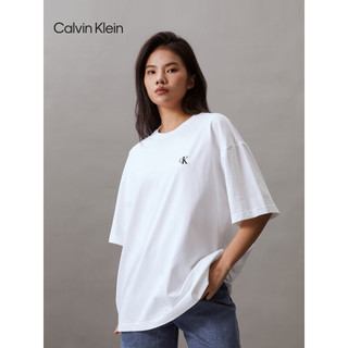 Calvin Klein Jeans24春夏男女中性纯棉通勤字母宽松重磅T恤J400377 YAF-月光白 XL