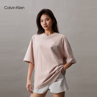 Calvin Klein Jeans24春夏男女中性纯棉通勤字母宽松重磅T恤J400377 TF6-贝壳粉 L