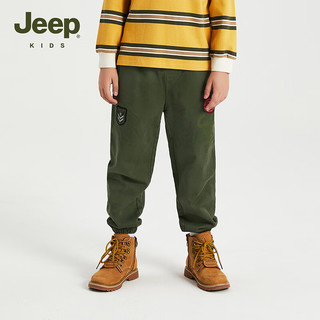 Jeep童装春季儿童裤子休闲运动青少年潮流百搭长裤 和平绿 120cm 
