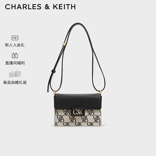 CHARLES&KEITH24春季牛皮单肩斜挎信封包小方包女SL2-20271321 SL2-20271321-1Black黑色 S