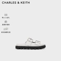 CHARLES&KEITH24春季铆钉皮带扣外穿平底拖鞋女CK1-70381029 White白色 39