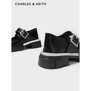 CHARLES&KEITH24春季金属片厚底圆头玛丽珍鞋女CK1-70920137 Black黑色 39