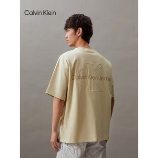 Calvin Klein Jeans24春夏男女中性纯棉通勤字母宽松重磅T恤J400377 LFU-豆汁黄 XXL