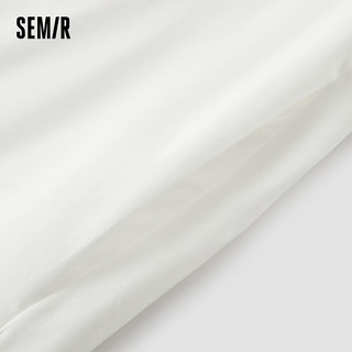 森马（Semir）连衣裙女方领泡泡袖抽绳2024夏纯色中长裙温柔 本白10101 150/76A/XS