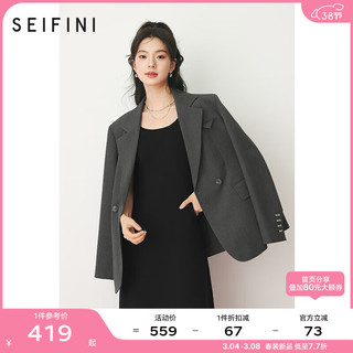 诗凡黎（'SEIFINI）灰色职业感西装外套2024春美拉德棕色高级感好看上衣女 灰色 发 155/80A/S