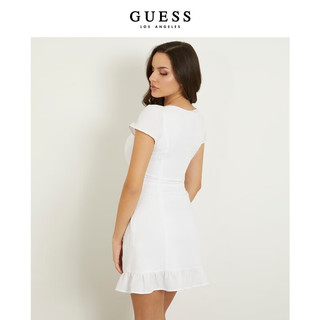 GUESS 盖尔斯 24年春季女士纯白绑带初恋法式复古小白裙-W4GK98WG7B0 G011-白色 XS