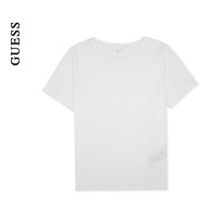 GUESS24年新款春季女士经典设计口袋纯色V领短袖T恤-Q4PI31K2Q40