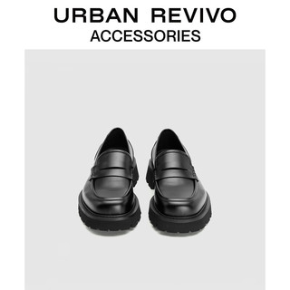 URBAN REVIVO2024春季男士经典商务通勤皮质单鞋UAMS40013 黑色 40