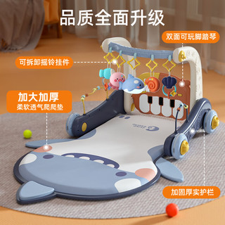 盟石（cute stone）婴儿玩具0-1岁新生儿礼盒架宝宝用品脚踏钢琴学步车满月 蓝牙蓝鲨-充电电池-加大加厚加固