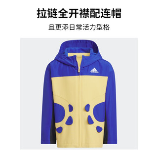 adidas奶龙联名连帽夹克外套男小童儿童新年款阿迪达斯轻运动 半荧光蓝/白 140CM