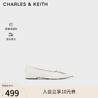 CHARLES&KEITH24春季时尚尖头气质通勤平底单鞋SL1-71790026 White白色 41