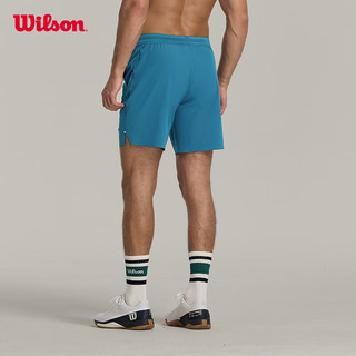 威尔胜（Wilson）24年春季运动短裤男款弹力宽松舒适运动梭织短裤网球裤 WM00299411DBM-蓝绿色 175/84A/M