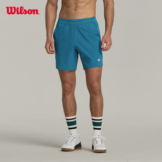 威尔胜（Wilson）24年春季运动短裤男款弹力宽松舒适运动梭织短裤网球裤 WM00299411DBM-蓝绿色 175/84A/M