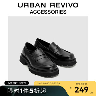 URBAN REVIVO2024春季男士经典商务通勤皮质单鞋UAMS40013 黑色 41