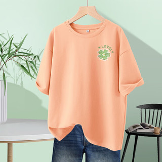 班尼路 短袖t恤女夏季纯棉2024年绿色夏日多巴胺穿搭时尚女装 咖啡-油画小绿花K 5XL