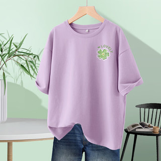 班尼路 短袖t恤女夏季纯棉2024年绿色夏日多巴胺穿搭时尚女装 咖啡-油画小绿花K 5XL