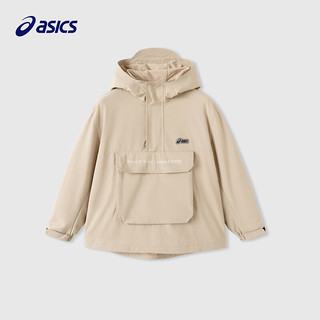 ASICS 亚瑟士 童装24年春季男童连帽三防外套休闲舒适梭织便服 207卡其色 110cm