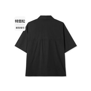 森马（Semir）短袖衬衫男2024夏oversize纯色工装凉感易打理 黑色90001 175/92A/L