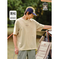 森马（Semir）短袖T恤男2024夏季宽松撞色印花上衣简约时尚 咖色调00355 185/100A/XXL