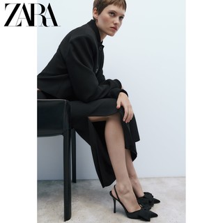 ZARA  TRF 女鞋 黑色蝴蝶结饰穆勒鞋高跟鞋 3235210 040 41 (265/89)