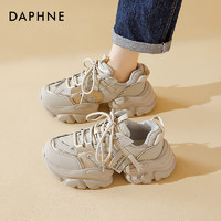 达芙妮（DAPHNE）老爹鞋女冬百搭增高保暖复古显瘦高颜值港风休闲运动鞋 香槟色 36