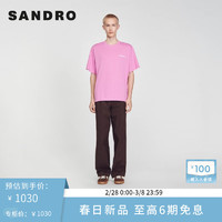 SANDRO2024早春男装多巴胺粉字母徽标装饰T恤上衣SHPTS01383 60/粉色 L