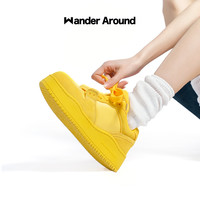 Wander Around2024年春夏柑黄色厚底板鞋百搭面包鞋国潮女款